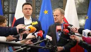 Przewodniczący KO Donald Tusk (P) i Marszałek Sejmu Szymon Hołownia