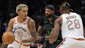 Jeremy Sochan w trakcie spotkania z New Orleans Pelicans