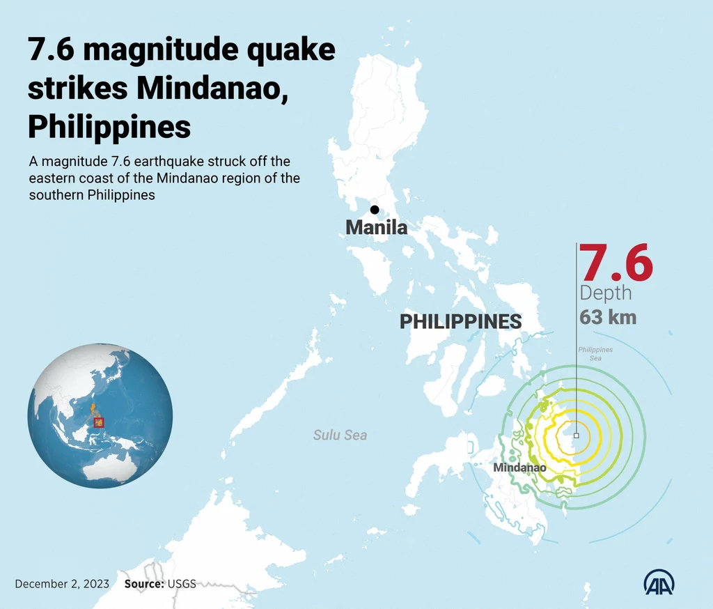 Epicentrum trzęsienia ziemi na Filipinach.