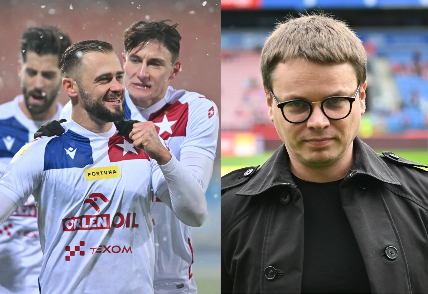 Wisła Kraków. Na zdjęciu piłkarze krakowskiej drużyny oraz jej prezes - Jarosław Królewski