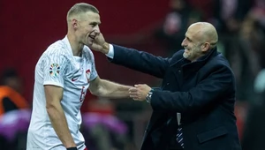 Jakub Piotrowski i selekcjoner Michał Probierz