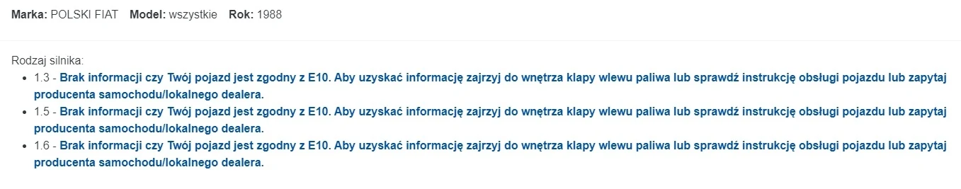 Właściciele Fiatów 125p muszą poradzić się dilera w kwestii paliwa E10 Właściciele Fiatów 125p muszą poradzić się dilera w kwestii paliwa E10