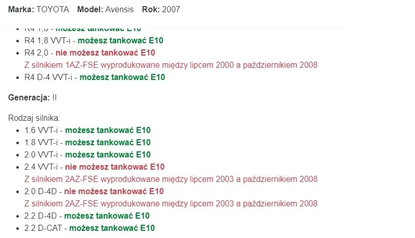 Benzyna E10 do diesla? Podobno w Avensisie można Benzyna E10 do diesla? Podobno w Avensisie można