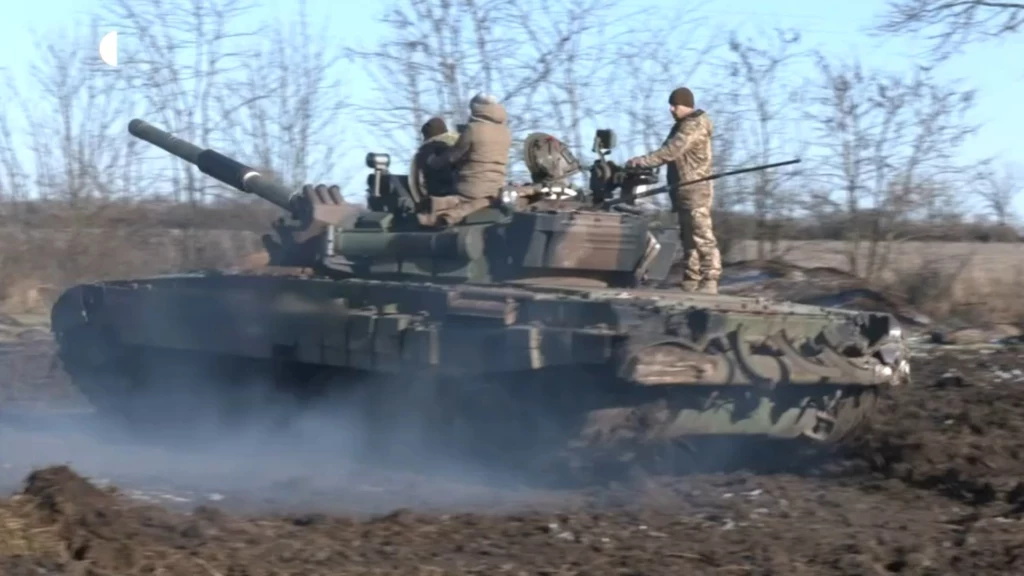 Polski PT-91 Twardy broni Zaporoża przed Rosjanami.