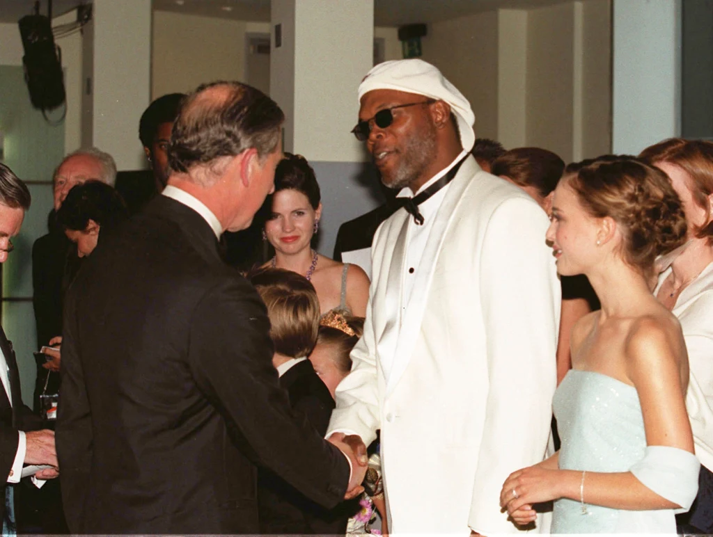 Król Karol III, Samuel L. Jackson i Natalie Portman Król Karol III, Samuel L. Jackson i Natalie Portman