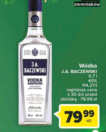 J.A. Baczewski Vodka Monopolowa Wódka 700 ml