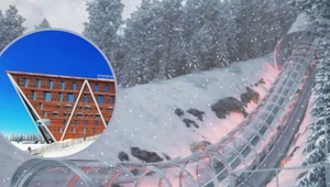 Projekt tunelu na Wielkiej Krokwi i wielofunkcyjnego stadionu biathlonowego na Kubalonce (w ramce)