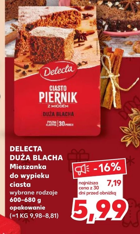 Delecta Duża Blacha Ciasto piernik z miodem mieszanka do domowego wypieku ciasta 680 g