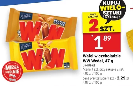E. Wedel WW Mleczna czekolada & krem orzechowy 47 g