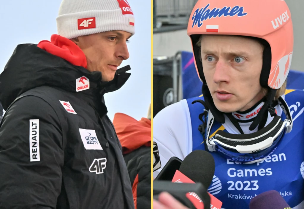 Skoki narciarskie - Puchar Świata. Na zdjęciu trener naszej kadry Thomas Thurnbichler oraz polski skoczek narciarski - Dawid Kubacki Skoki narciarskie - Puchar Świata. Na zdjęciu trener naszej kadry Thomas Thurnbichler oraz polski skoczek narciarski - Dawid Kubacki