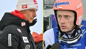 Skoki narciarskie - Puchar Świata. Na zdjęciu trener naszej kadry Thomas Thurnbichler oraz polski skoczek narciarski - Dawid Kubacki