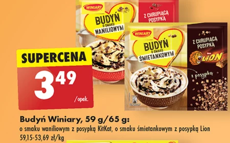Winiary Budyń o smaku śmietankowym z chrupiącą posypką Lion 59 g