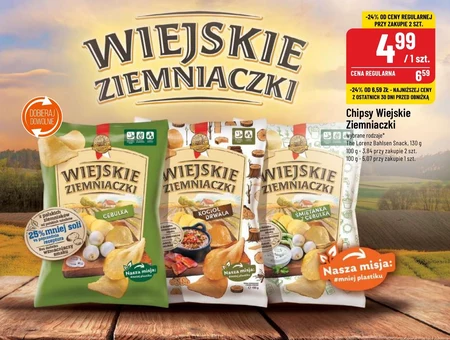 Wiejskie Ziemniaczki Chipsy ziemniaczane kocioł drwala 130 g
