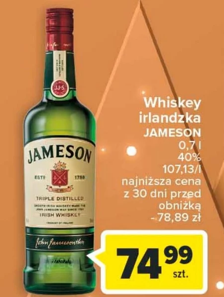 Jameson Irish Whiskey 700 ml