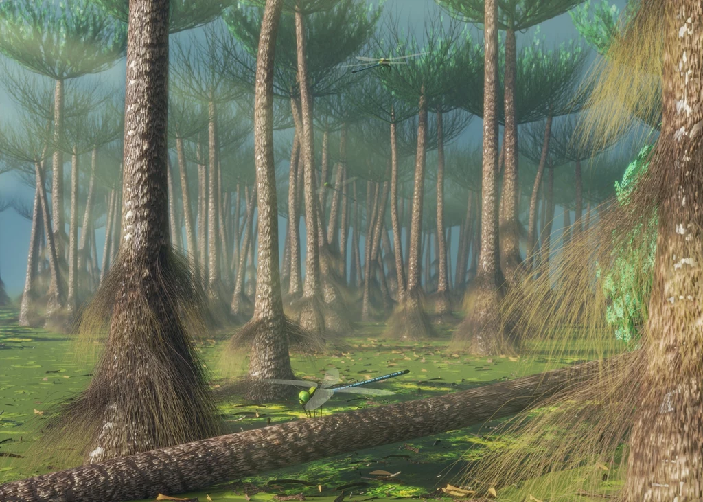 Wizualizacja lasu z okresu dewonu