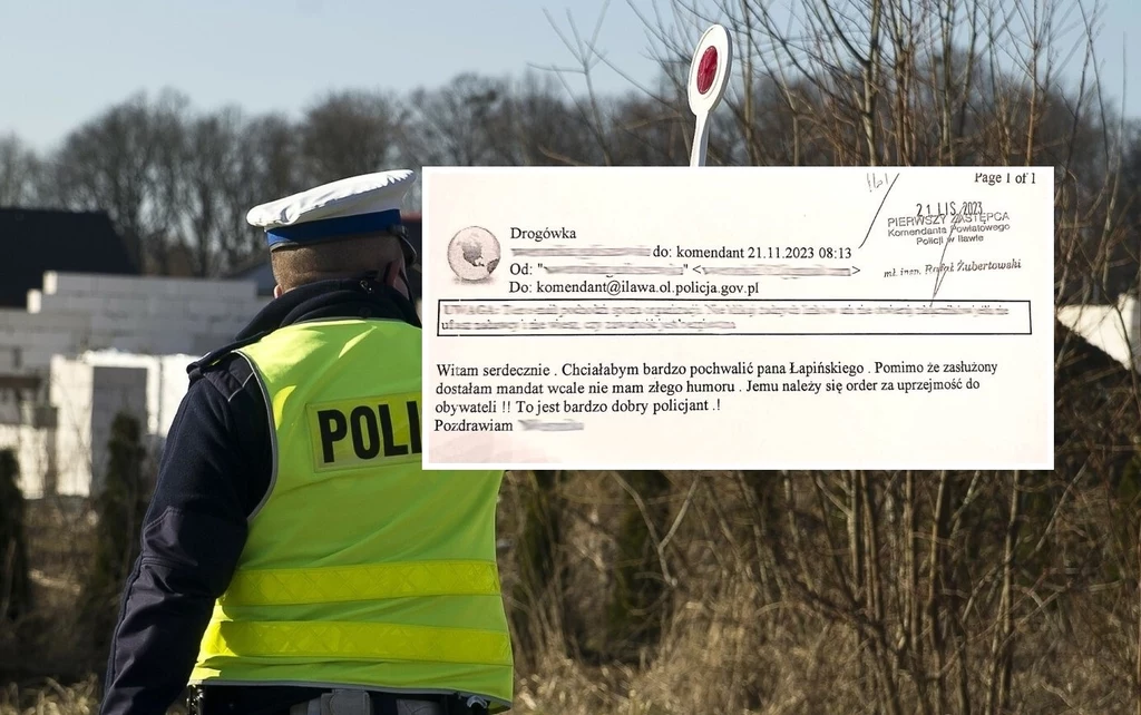 W mailu wysłanym do iławskiej policji kierująca postanowiła napisać, co myśli o funkcjonariuszu, który ją ukarał.