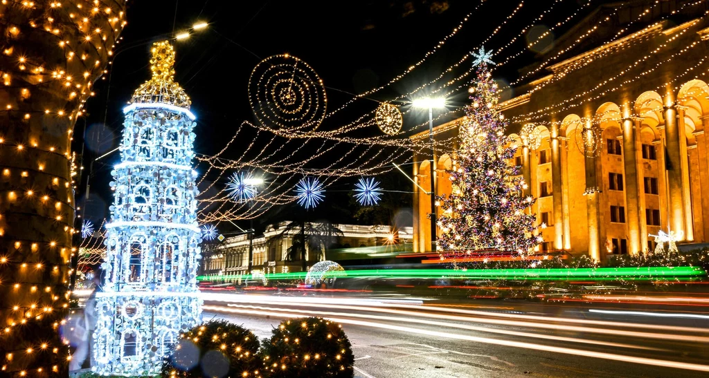 Tbilisi, Gruzja. Dekoracje świąteczne