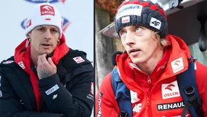 Skoki narciarskie - Puchar Świata. Na zdjęciu trener polskich skoczków narciarskich Thomas Thurnbichler oraz jego podopieczny - Dawid Kubacki
