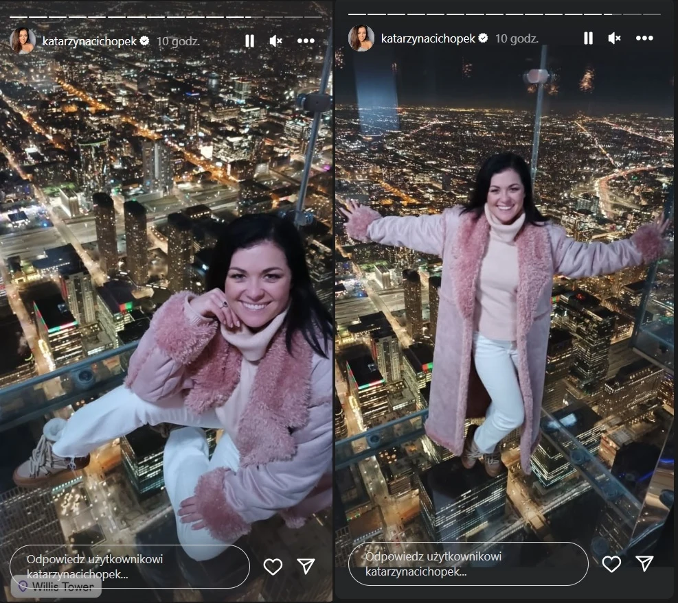 Cichopek w "tanim płaszczu" w USA /https://www.instagram.com/katarzynacichopek/?hl=pl