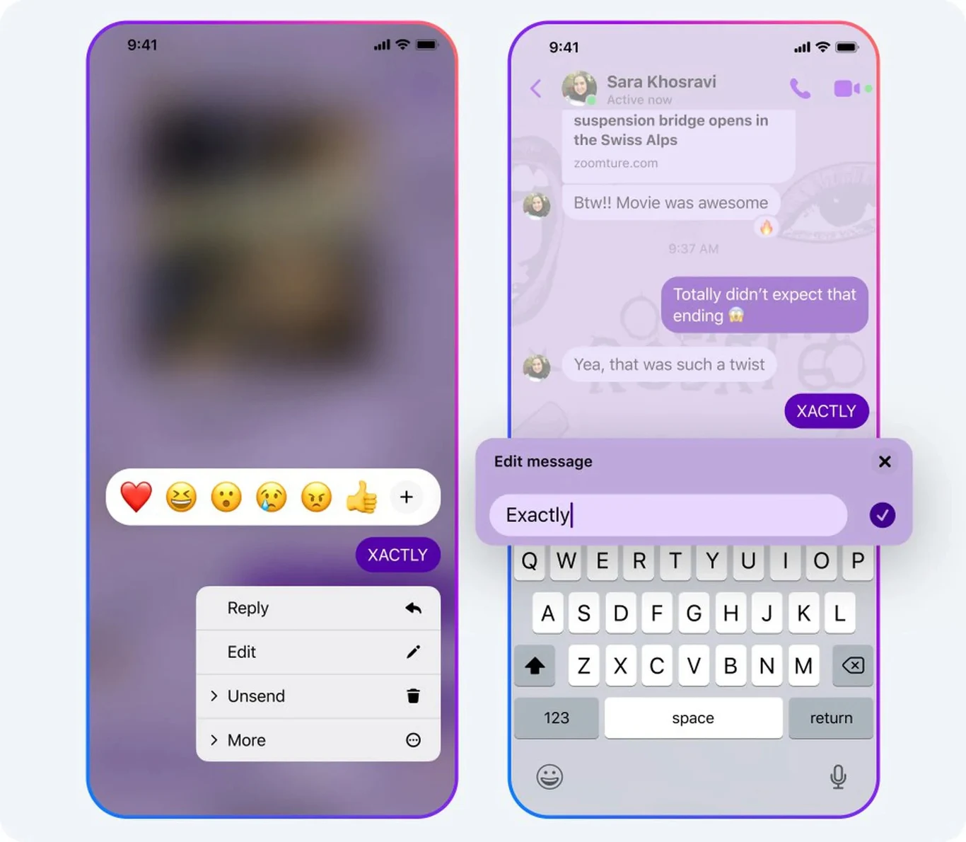 Tak wygląda edycja wysłanych wiadomości w aplikacji Messenger