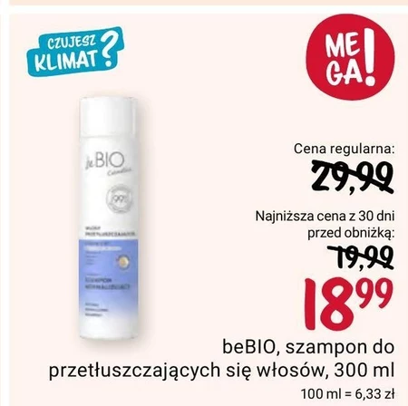 beBIO Ewa Chodakowska Naturalny szampon włosy przetłuszczające się 300 ml