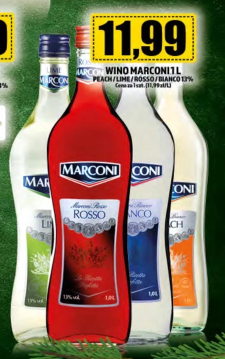 Marconi Rosso Aromatyzowany napój winny owocowy czerwony słodki 1,0 l