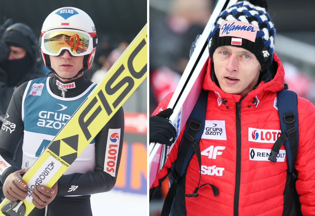 Skoki narciarskie: Puchar Świata. Na zdjęciu reprezentanci Polski - Kamil Stoch oraz Dawid Kubacki