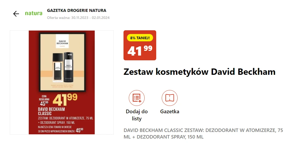 Zestaw kosmetyków z David Beckham. 