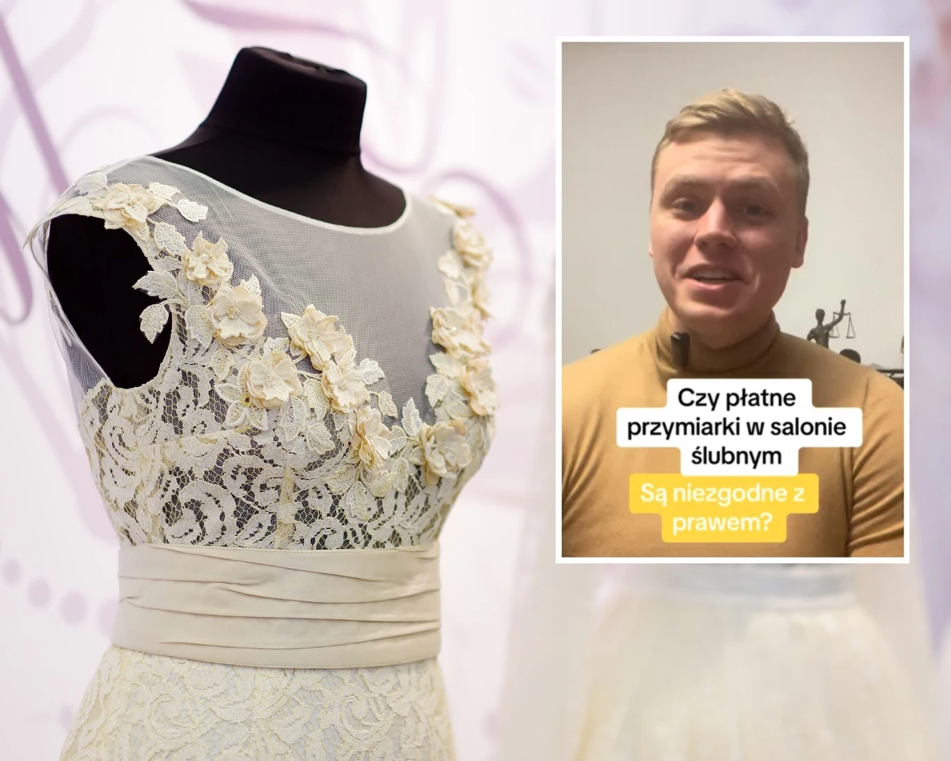 Panny młode przymierzają suknie ślubne, by wybrać dla siebie najlepszą z nich. Czy płatne przymiarki są zgodne z prawem?/ Fot. TikTok: @prawnik.przedsiebiorcow Panny młode przymierzają suknie ślubne, by wybrać dla siebie najlepszą z nich. Czy płatne przymiarki są zgodne z prawem?/ Fot. TikTok: @prawnik.przedsiebiorcow