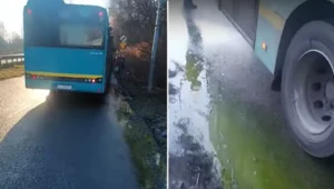 Zielony płyn nagle wyciekł z autobusu. Panika wśród pasażerów