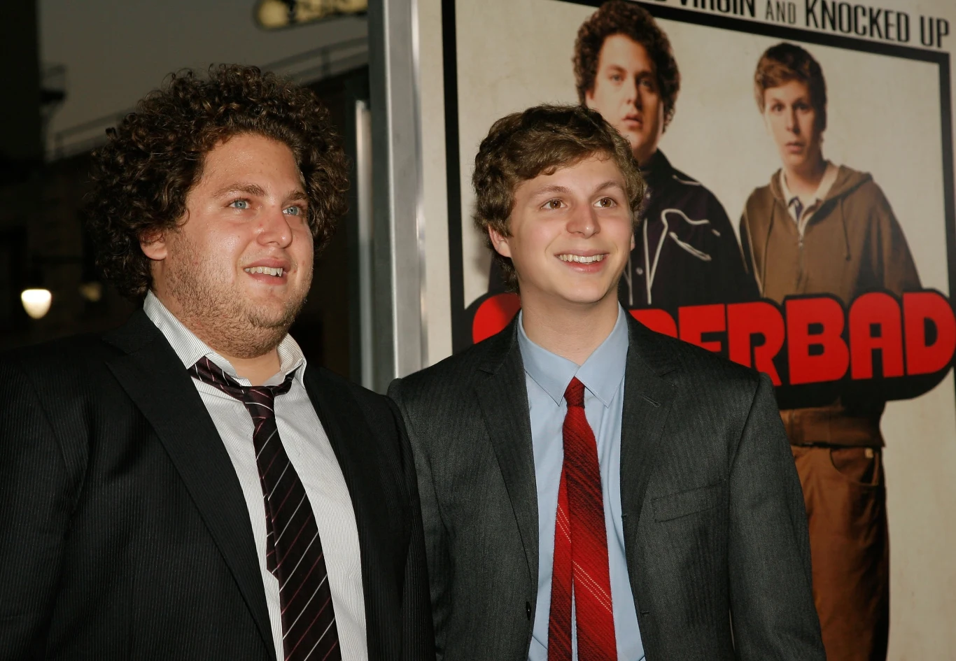 Jonah Hill i Michael Cera podczas promocji "Supersamca"