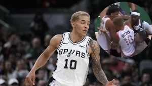 Jeremy Sochan nie miał zamiaru ustępować Bobby'emu Portisowi podczas potyczki Spurs i Bucks