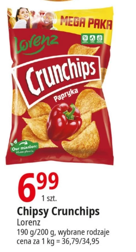 Crunchips Chipsy ziemniaczane o smaku papryka 200 g