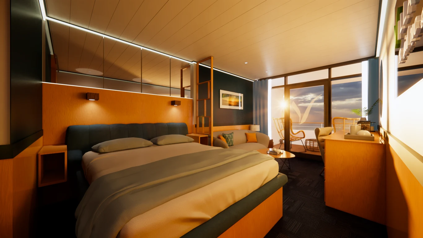 Droższa kabina z balkonem. Można będzie taką wynająć lub kupić Droższa kabina z balkonem. Można będzie taką wynająć lub kupić