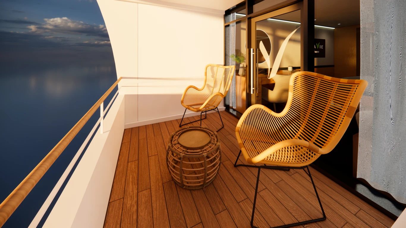 Balkon w droższej kabinie Balkon w droższej kabinie