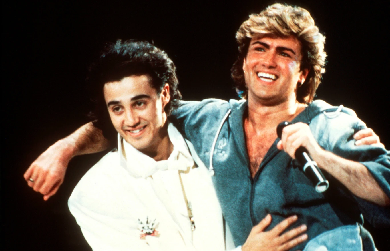 Andrew Ridgeley i George Michael (Wham!) na początku wielkiej kariery Andrew Ridgeley i George Michael (Wham!) na początku wielkiej kariery