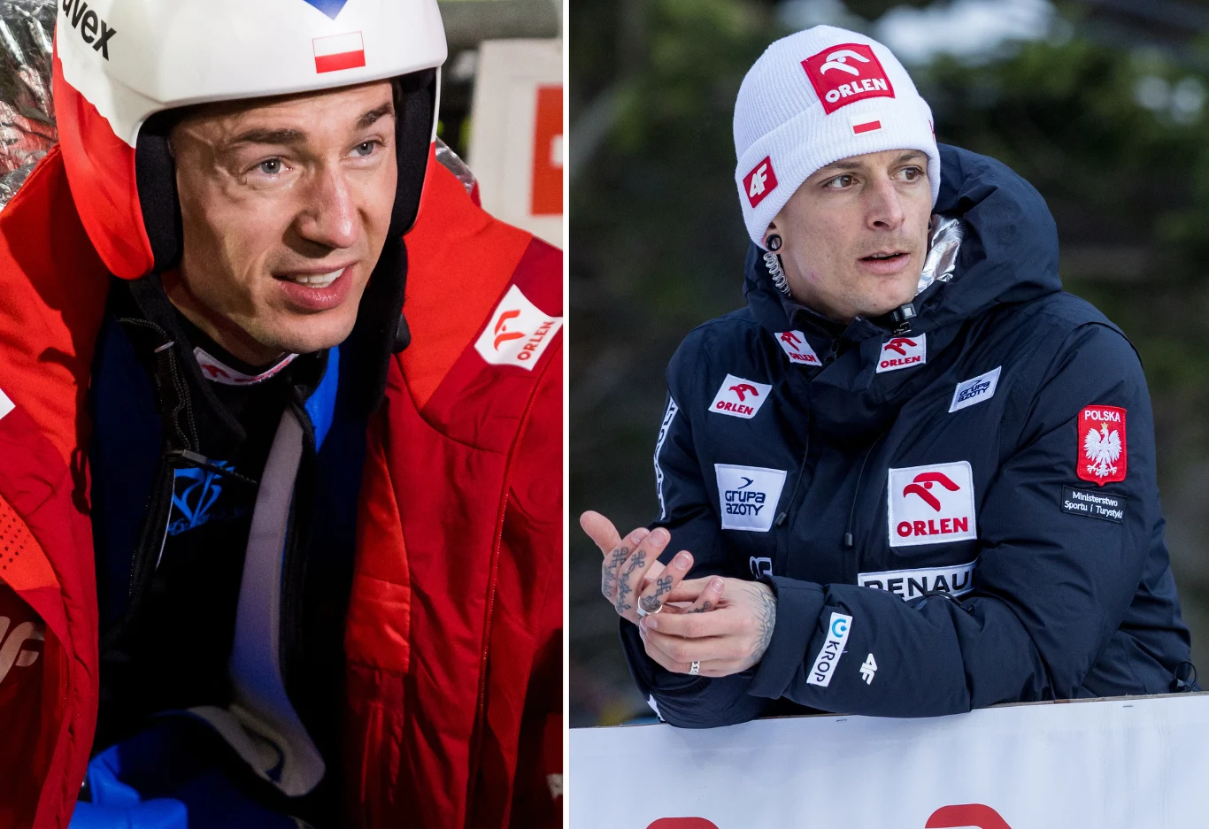 Na zdjęciu polski skoczek Kamil Stoch oraz trener Thomas Thurnbichler Na zdjęciu polski skoczek Kamil Stoch oraz trener Thomas Thurnbichler