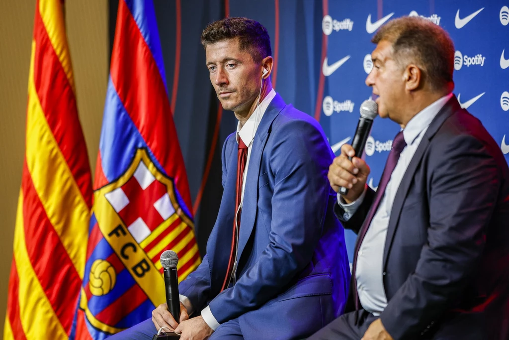 Robert Lewandowski i Joan Laporta, prezydent Barcelony Robert Lewandowski i Joan Laporta, prezydent Barcelony