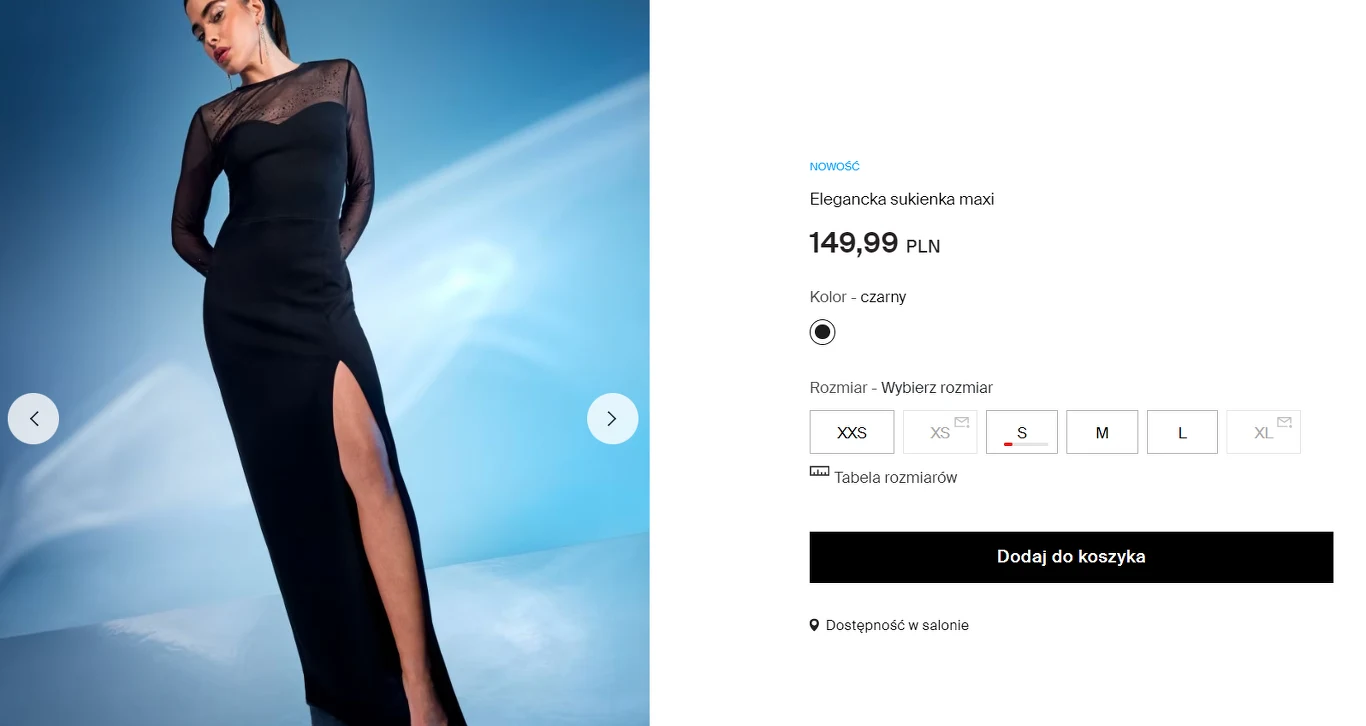 Sylwestrowa sukienka maxi z Mohito.