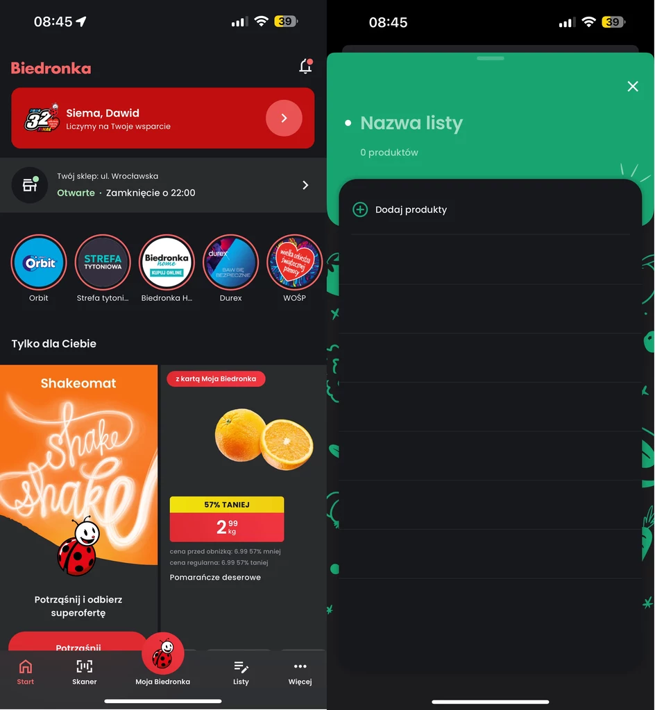 Nowa aplikacja Biedronki wprowadza dark mode i listę zakupów