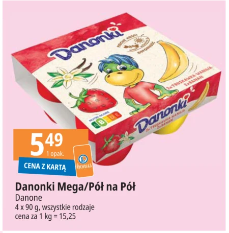Danone Danonki Mega Serek truskawka-wanilia banan 360 g (4 x 90 g)