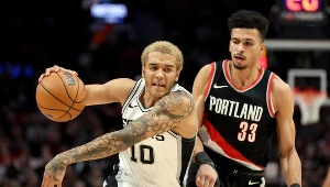 Jeremy Sochan w meczu z Portland zdobył 2 punkty