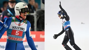 Skoki narciarskie: Turniej Czterech Skoczni. Na zdjęciu polski skoczek Piotr Żyła oraz reprezentant Niemiec - Andreas Wellinger