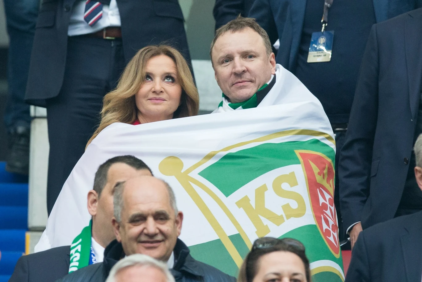 Jacek Kurski z żoną na meczu Lechii Gdańsk