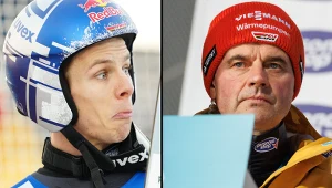 Skoki narciarskie: Turniej Czterech Skoczni. Na zdjęciu niemiecki skoczek Andreas Wellinger i jego trener - Stefan Horngacher
