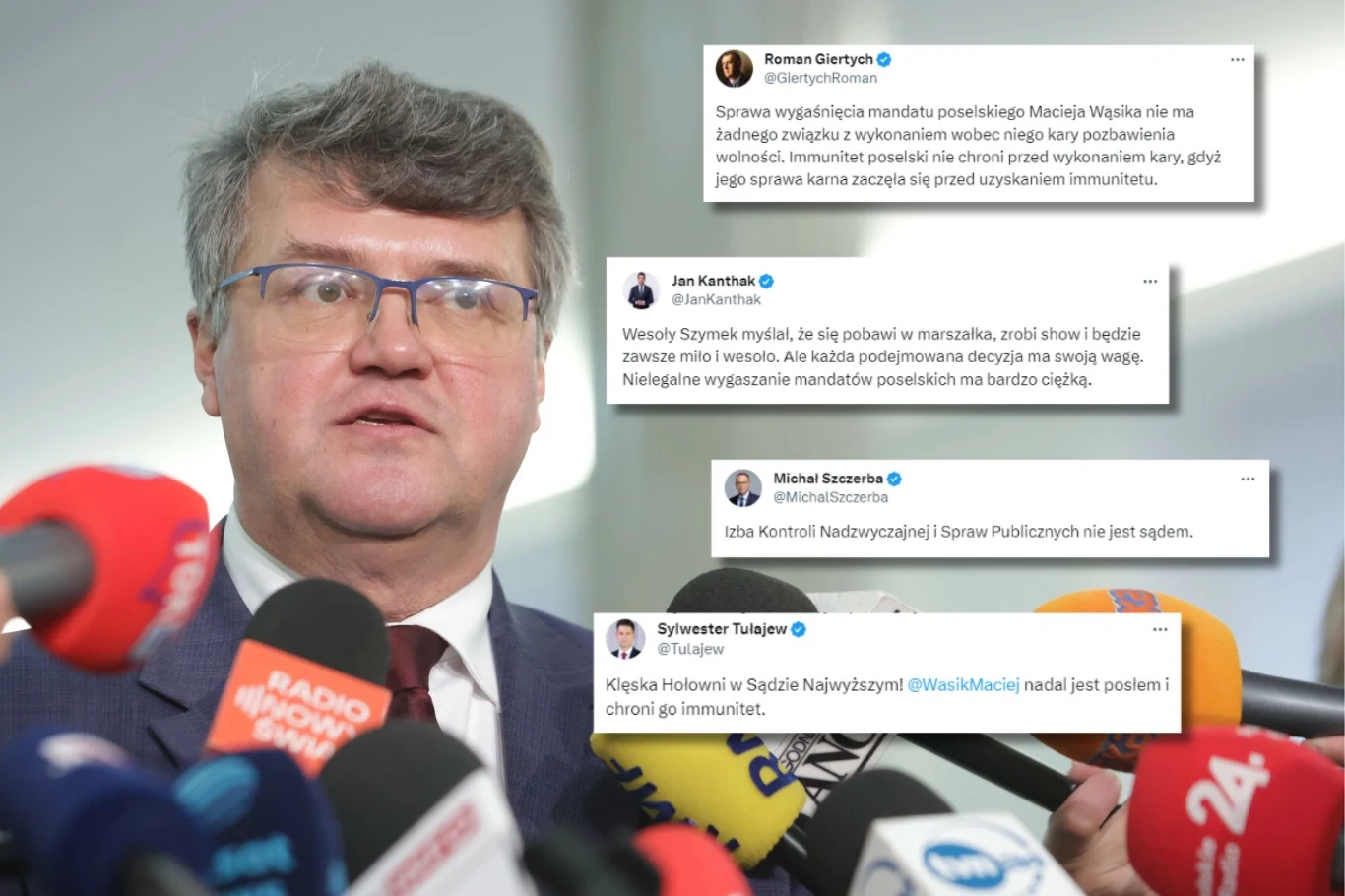 Politycy komentują decyzję izby Sądu Najwyższego w sprawie mandatu poselskiego Macieja Wąsika Politycy komentują decyzję izby Sądu Najwyższego w sprawie mandatu poselskiego Macieja Wąsika