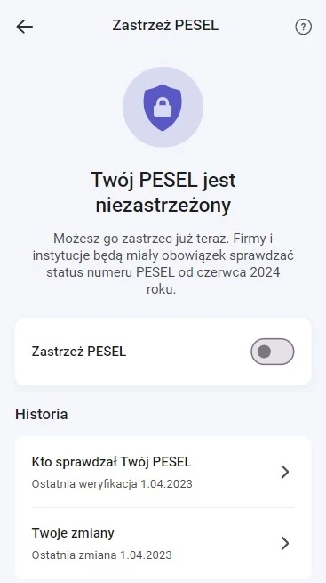 Zastrzeż numer PESEL w mObywatelu.