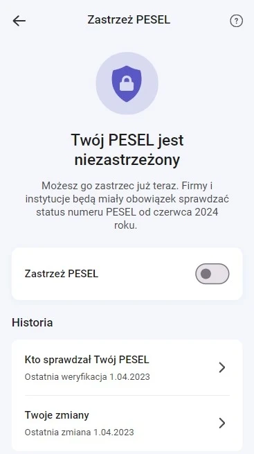 Zastrzeż numer PESEL w mObywatelu. Zastrzeż numer PESEL w mObywatelu.