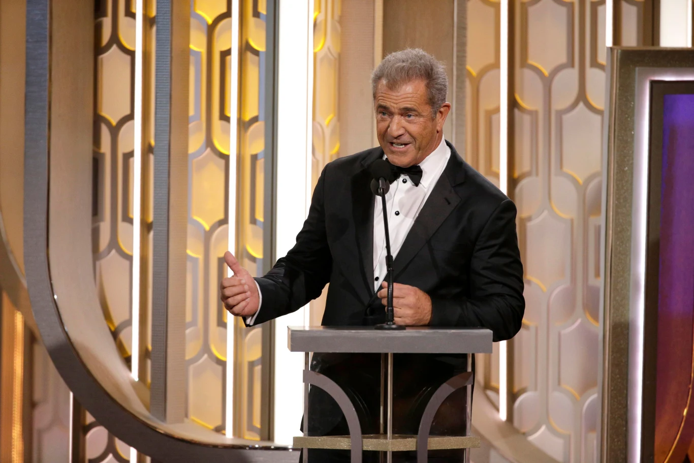 Mel Gibson podczas gali rozdania Złotych Globów w 2016 roku Mel Gibson podczas gali rozdania Złotych Globów w 2016 roku