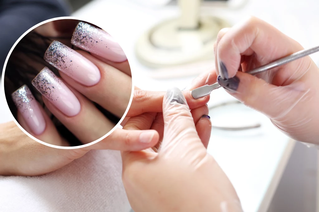 W manicure karnawałowym można wykorzystać brokat